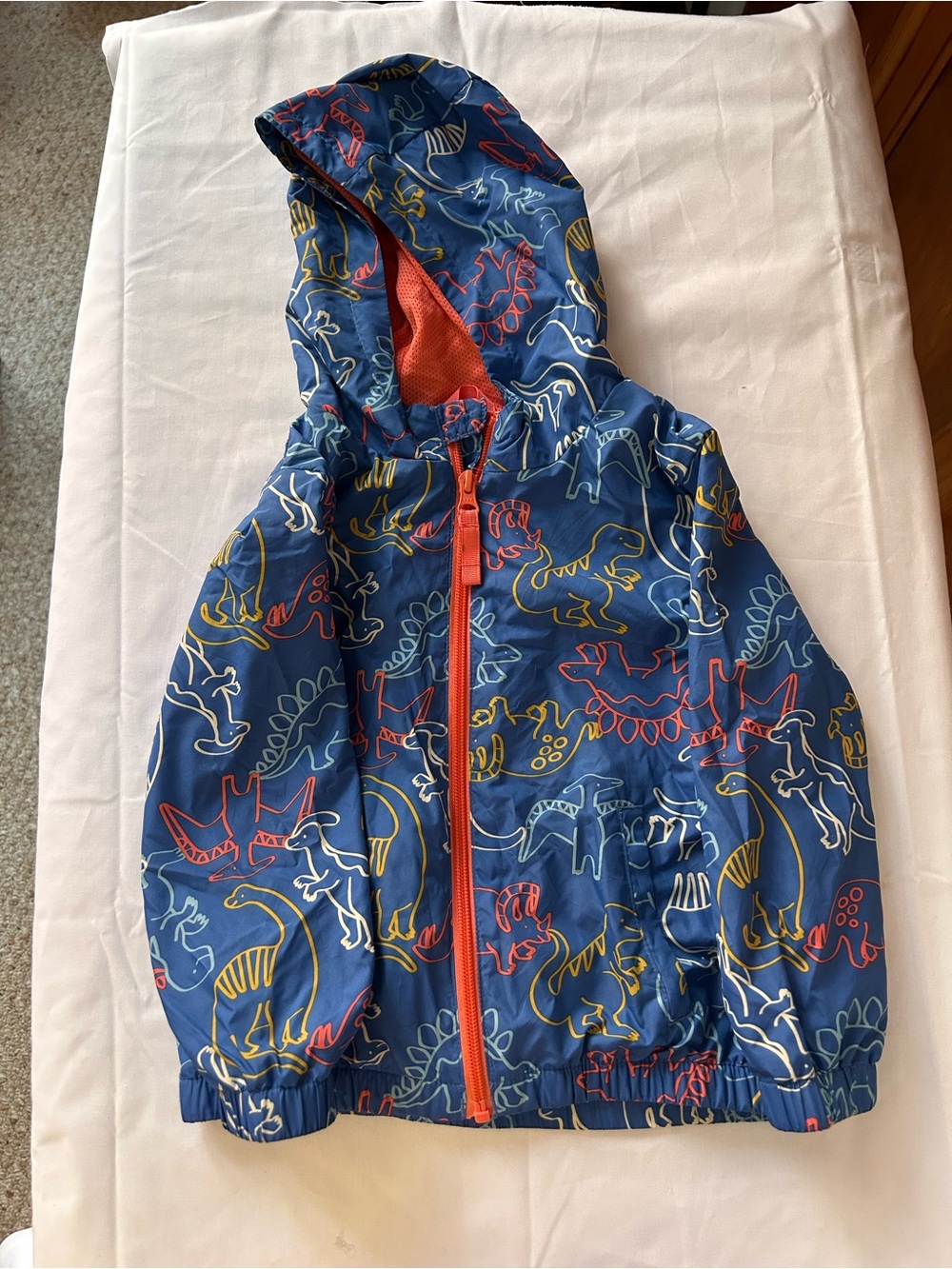 Cat & Jack Navy Dinosaur Raincoat with Coral Trim